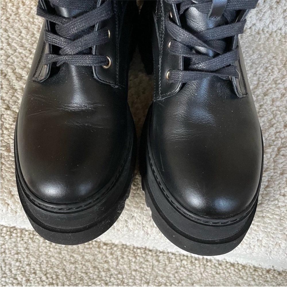 Bally Black Quilted Leather Giosi Lace-Up Combat Boots - Picture 2 of 6